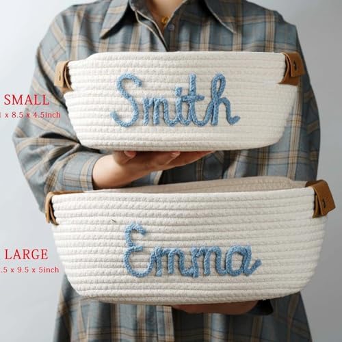 Personalized Custom Name Basket For Girls Boys Custom Cotton Basket With Name Easter Laundry Basket(11x22x28cm) - Image 2