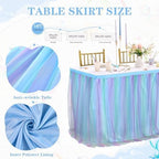 Pastel Rainbow Blue Table Skirt Ruffle Mermaid Party Tablecloth for Rectangle Table Tables or Round Tables 14ft Birthday Party Baby Shower Decorations - Image 6