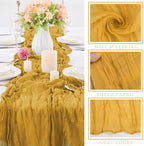 12 Pcs Mustard 35 x 120 Inches Long Cheesecloth Table Runner 10FT Runner for Tables Gauze Fabric Boho Table Runner Decoration Rustic Semi Sheer Runner for Wedding Baby Shower Birthday Party (Mustard) - Image 2
