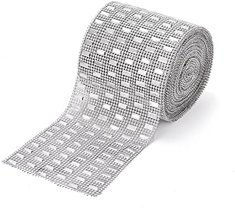 Craftdady 10 Yards Diamond Rhinestone Mesh Wrap Faux Diamond Bling Mesh Ribbon for Wedding Cakes Birthday Baby Shower Decorations DIY Crafts by Craftdady