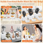 11 Pcs White Acrylic Buffet Risers and Stand with Mini Table Sign and Maker - Image 4