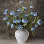 6 Pcs 27" Faux Silk Peony Artificial Flowers Stems for Vase (Dusty Blue) by VIERENA