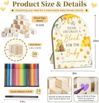 Winnie Baby Shower Blocks Game Set, Winnie Baby Shower Decorations, 24 Acrylic Paint Pens with 50 Blank Wooden Blocks, Fun Party Activity Set for Baby Shower Games, Gender Reveal & Decorations - Image 2