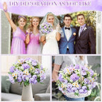 Tigeen 12 Bundles Peonies Artificial Flowers Faux Roses, Light Purple - Image 6
