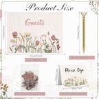 Ctosree Wildflower Baby Shower Guest Book with Pen,Pink Brown,8.3 * 6 Inch - Image 4