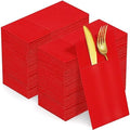 KAMMAK Red Napkins Disposable Dinner Paper Napkins with Pocket 100 Pack Cloth Like Folded Wedding Reception Napkin Guest Hand Towels for Party Decoration, Bathroom, Kitchen, Hotel (16.5 x 16.5 inch) by KAMMAK