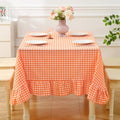 Orange White Gingham Ruffle Tablecloth Square 60"x60" by KMASANIJI