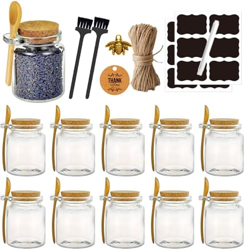 Ahhute Sugar Scrub Containers, Bath Salt Jar, Spice Jars with Bamboo Spoons by Ahhute