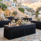 gogoparti 6 Pack Spandex Black Fitted Table Cloth for 6ft Rectangle Tables Black Stretch Tablecloth Table Covers Skirt Banquet Wrinkle Free Tablecloths for Parties Wedding - Image 2