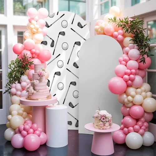 Golf Balls Arch Backdrop Cover 6.6 FT, Retro Sports Style Golf Poles Minimalist Modern Wedding Arch Cover Stretchy Backdrop Stands Covers for Birthday Party Ceremony Banquet Decor - Image 5