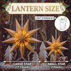 Youyole 12 Set Christmas Paper Star Lantern with Lights, 9 Pointed - Image 3