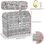 ELLDOO Crystal Wedding Card Box with Heart Lock, Vintage Money Card Box Treasure Chest Style Silver Gift for Wedding Receptions, Centerpiece Decor, Anniversary Keepsake, Gift, Small Size - Image 3