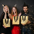 Fumete 50 Pcs Gold Glossy Thank You Gift Bag with Handles - Image 6