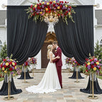10ftx12ft Wrinkle Free Black Backdrop Curtain for Wedding Parties, 2 Panels 5x12 ft Long Silky Polyester Fabric Backdrop Drapes Black Photo Back Drop Cloth for Birthday Photography Background - Image 5