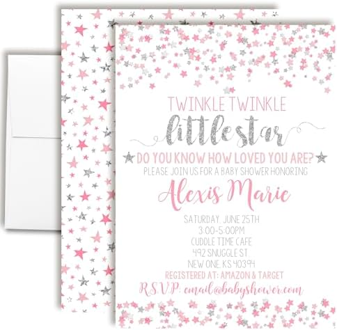 Amanda Creation Custom Baby Shower Invites Twinkle Sprinkle Baby Shower Invitation 20 5x7 Personalized Invites With Envelopes by AmandaCreation