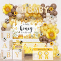 Bee Baby Shower Decorations for Boy or Girl – 111PCS Honey Bee Theme Party Supplies with Backdrop, Balloon Garland, Tablecloth, Boxes, Sash and Badges by Fiesec