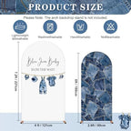 Moukeren Blue Jean Baby Arch Backdrop Cover 6ft and 7.2ft for Denim and Diamonds Themed Baby Shower Party Gender Reveal Birthday Party Banquet Photo Arches Background Decorations - Image 2