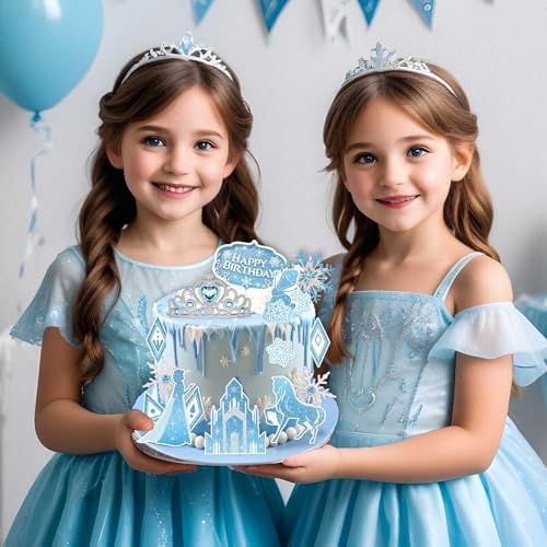 Anime Princess Cake Toppers, Snow Theme Princess Cake Decorations&Lip Gloss Kit for Kids, Fun DIY Lip Gloss Making Kit Birthday Gifts for Girls Kids Teens Baby Shower Children's Party - Image 6