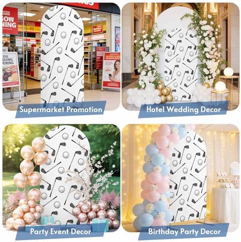 Golf Balls Arch Backdrop Cover 6.6 FT, Retro Sports Style Golf Poles Minimalist Modern Wedding Arch Cover Stretchy Backdrop Stands Covers for Birthday Party Ceremony Banquet Decor - Image 6
