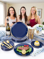 WDF 300PCS Navy Blue Plates Disposable - Blue Plastic Plates 50guest Heavy Duty Plastic Dinnerware Sets for Party/Wedding/Birthday - Image 5