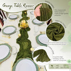 Showgeous 20 Pack Olive Green Cheesecloth Table Runner, 17 x 108 Inches - Image 3