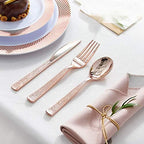 Supernal 360pcs Rose Gold Plastic Silverware, Heavy Duty Disposable Cutlery - Image 2