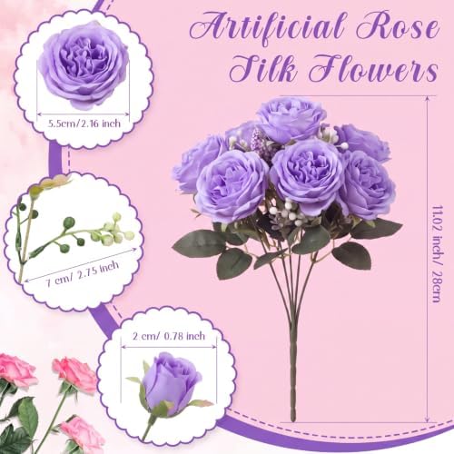 Geosar 8 Bundles Artificial Peonies Flowers,Mixed Purple, White - Image 2