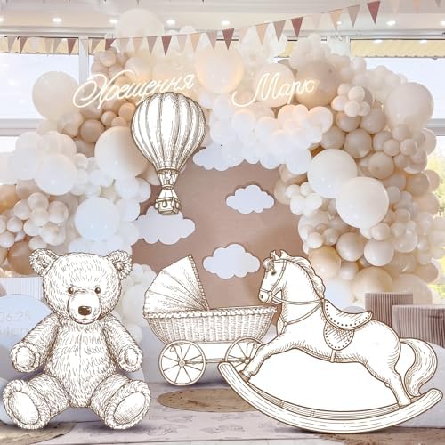 Eaasty 4 Pcs Neutral Bear Baby Shower Cutouts, Large Animal Stand-ups Decor - Image 2