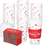 Whaline 50 Pcs Valentine's Day Disposable Coffee Cups with Lids and Sleeves Red Mini Love Heart Paper Drinking Cups for Wedding Anniversary Party Supplies by Whaline