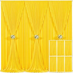6 Panels Yellow Backdrop Curtain for Parties Wrinkle Free Lemon Yellow Photo Curtains Backdrop Drapes Fabric Decoration for Birthday Party Wedding Baby Shower 30ft(W) x 10ft(H) by Tao-GePartyDecorations