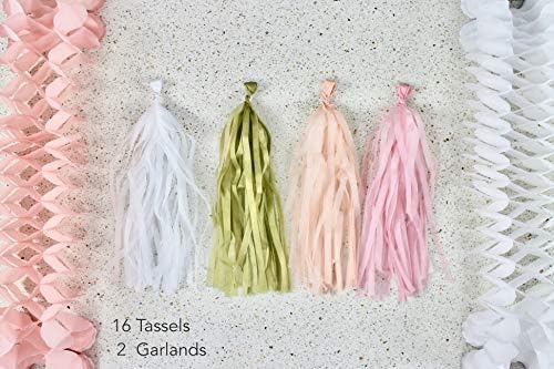 Eco Friendly Paper Party Decoration Set - 45 Pieces, Golden Blush - Plastic-Free FSC Sustainable Recyclable Reusable Pack - Image 7