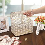 ELLDOO Crystal Wedding Card Box with Heart Lock, Money Card Box Treasure Chest Style Gold Gift for Wedding Receptions Centerpiece Decor Anniversary Keepsake Gift Display Csae, Medium - Image 4