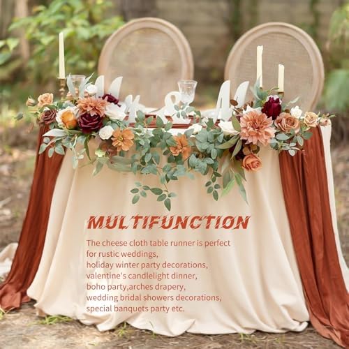 20 Pack Cheesecloth Table Runner - 17x108 Inch Terracotta Boho Gauze Cheese Cloth Table Runners for Baby Bridal Shower Decoration Wedding Party Summer Garden Farmhouse - Image 6