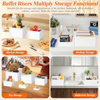 11 Pcs White Acrylic Buffet Risers and Stand with Mini Table Sign and Maker - Image 5