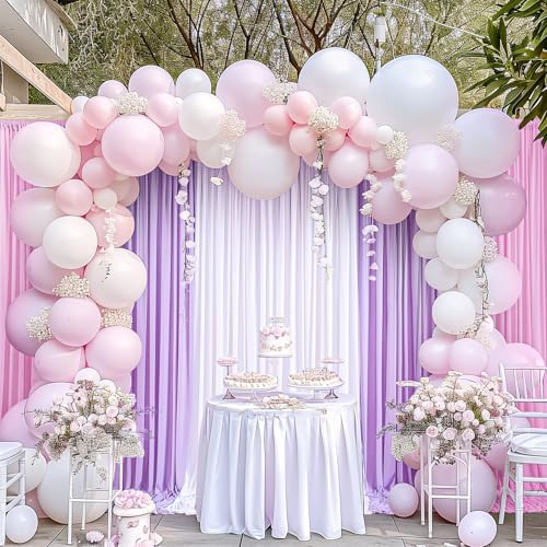 gogoparti 15ft x 10ft Light Purple Pink and White Backdrop Curtains, Wrinkle Free Backdrop Drapes for Wedding Birthday Party Background, 6 Panel 2.5x10ft - Image 4