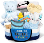 iAOVUEBY Baby Gift Set for Newborn, New Baby Boy Gift Basket, Newborn Essentials Hat Onesie Bear Toys Keepsake Blanket Infant Diaper Changing Pad Bibs, Baby Shower Gifts for Boys by iAOVUEBY