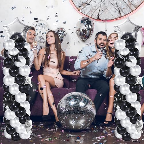 Gejoy Black Silver Balloon Column Stand Kit, Adjustable 1.4-6.6 ft - Image 4