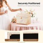 Crystal Wedding Card Box with Heart Lock Wedding Money Box Treasure Chest Gold Bead Card Receiving Memory Storage for Wedding Reception Birthday Graduation Baby Shower Party (Gold) - Image 5