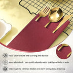 Cindeer 75 Pcs Burgundy Linen Dinner Napkins with Built in Flatware - Image 4