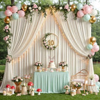 40ftx12ft Beige Backdrop Curtains for Parties, Wrinkle Free Polyester Beige Photo Backdrop Drapes 8 Panels 12 ft Long Back Drop Cloth for Wedding Birthday Photography Background - Image 7