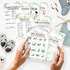 Hadley Designs 50 Greenery Baby Prediction And Advice Cards, Trivia Games, etc., 25 Love or Labor, 25 Baby Animal Matching, Nursery Rhyme Game-8 Double Sided Cards Baby Shower Funny Games - Image 2