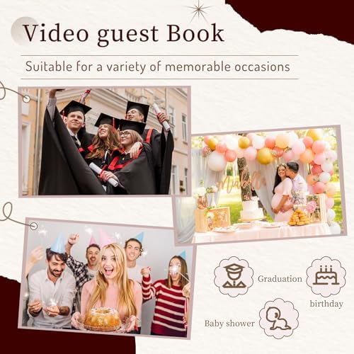 Video Audio Guest Book, Wedding Phone Customized Video Messages, Record Preserve Your Special Occasions, Ideal for a Variety of Memorable Party Occasions (Wall Phone,Red) - Image 6
