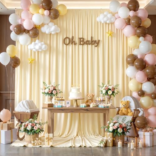 20x10FT Backdrop Curtains with Rod Pockets - Wrinkle Free Photo Stage Backdrop 4 Panels Curtains Drapes for Photography Wedding Party Baby Shower Decorations (Champagne) - Image 7