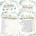 Hadley Designs 25 Greenery Word Scramble For Baby Shower, 25 True Or False Game, 25 Baby Animal Matching, 25 Nursery Rhyme Game - 4 Double Sided Cards Baby Shower Ideas, Baby Shower Party Supplies by HadleyDesigns