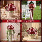 24 Bundles Peonies Artificial Flowers Bulk, Dusty Pink & Burgundy - Image 5