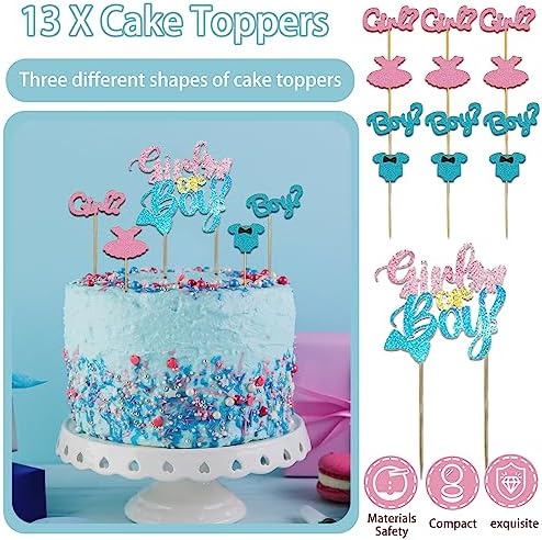 Guudmua 312 Pcs Gender Reveal Decorations, Baby Gender Reveal Party Supplies- Disposable Dinnerware Set With Pink and Blue (25 Guest), Boy or Girl Banner, Balloon, Sash, Cake Topper, Photo Props - Image 4