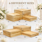 6 Pack Wooden Buffet Risers Cupcake Stand Buffet Display with Mini Signs - Image 3