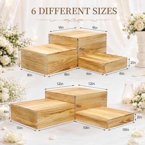 6 Pack Wooden Buffet Risers Cupcake Stand Buffet Display with Mini Signs - Image 3