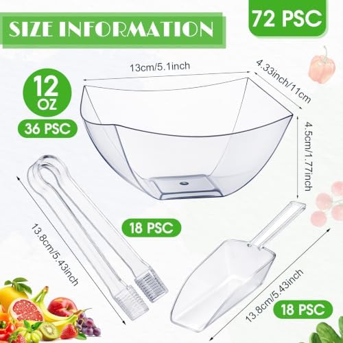 Vesici 72 Pcs 12 oz Clear Plastic Candy Bowls Set 36 Pcs Candy Containers - Image 2