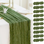 Sioloc 10 Pack Moss Green Cheesecloth Table Runner 120'' x 35'',Spring Easter Decor Soft Gauze Boho Wedding Table Decor for 10ft Table Birthday Party,Baby Shower, Bridal Shower, Home & Event Decor by HEALTHYCOMFORTLIFE